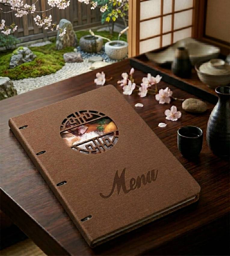 Porte-Menu A4 Classique en Similicuir PU Marron – 18 Vues Élégance Chaleureuse