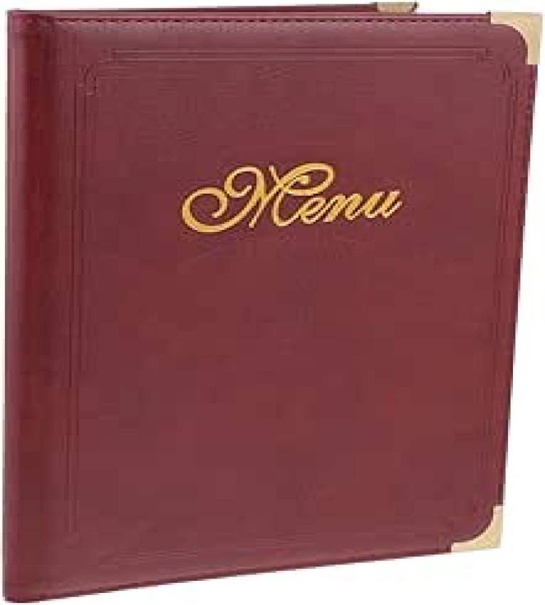 Porte-Menu Classique Rouge en Similicuir – 14 Vues A4 Élégant & Professionnel