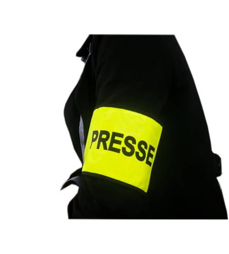 Brassard de PRESSE haute visiblité - PRESSE- jaune fluo
