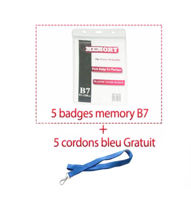 PORTE BADGE EN PLASTIQUE B7 avec  cordons