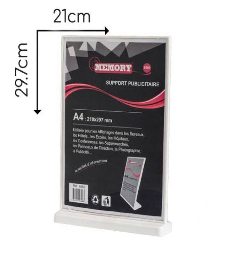 Cadre d'affichage  noir en plastique A4