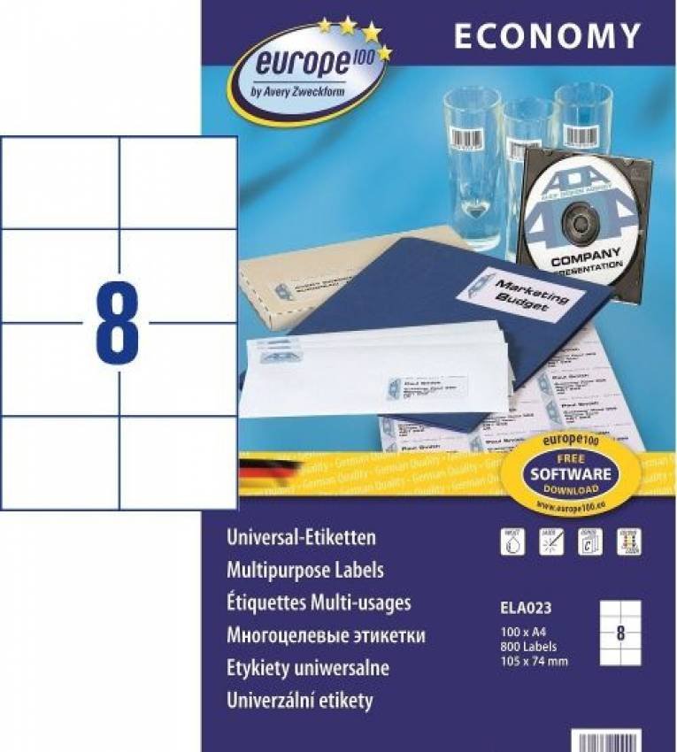 200 étiquettes Autocollantes Jaune Fluo 105x74mm - 8 Par Feuille A4 - Pour Laser Et Jet D'encre