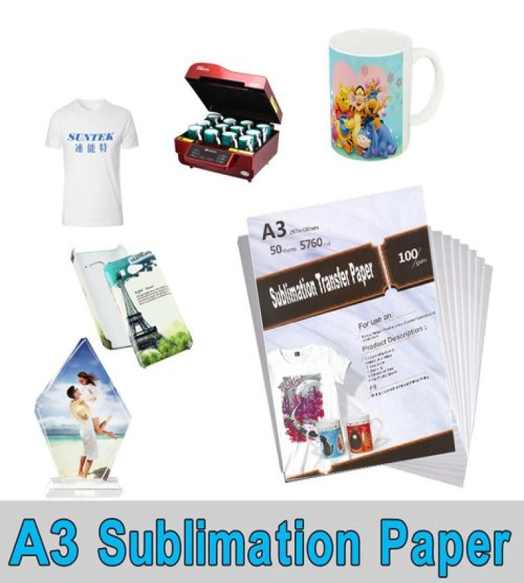 Papier de sublimation A3 de qualité supérieure pour transferts vibrants. Idéal pour personnaliser textiles et objets.