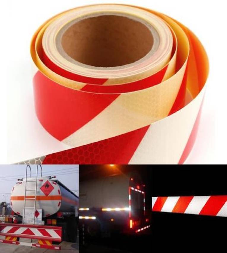 30m x 5cm ruban autocollant bande réfléchissant lumière couleur rouge + blanc
