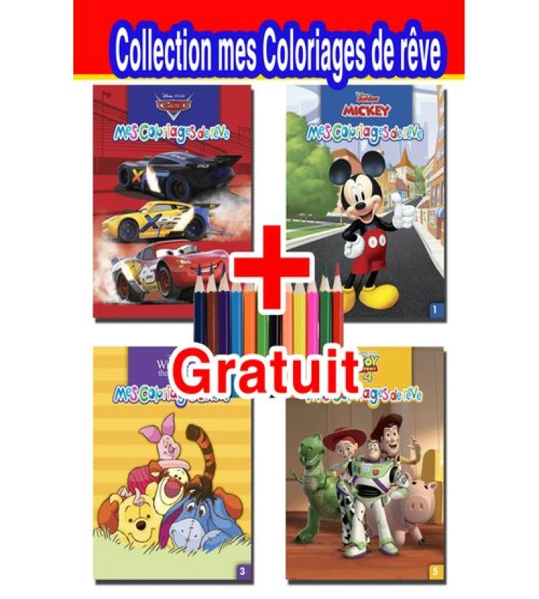 Stimulez créativité : Pack 4 Livres de Coloriage Éducatif Garçons + Crayons. Apprentissage ludique des couleurs. Dès 3 ans.