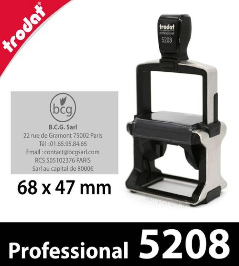 Tampon professionnel en métal 5208 1 7/8'' x 2 3/4'' - 10 lignes