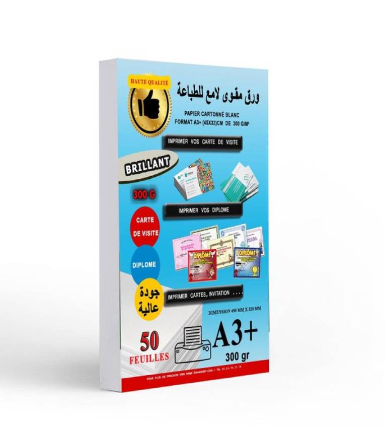 Pack 50 Feuilles Papier 300g A3+ (45x31cm) cartonné