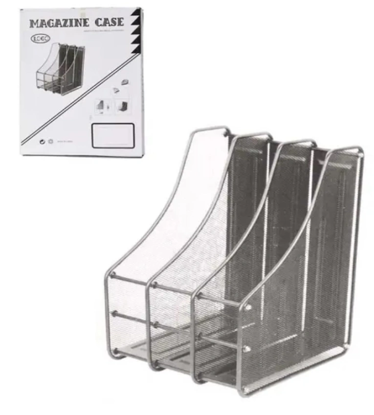 Organisez vos fichiers et magazines avec ce porte-revues métallique à 3 compartiments, pratique et durable.
