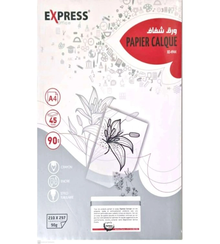 Papier calque A4 haute qualité, idéal pour le dessin et l’architecture, résistant à l’encre.