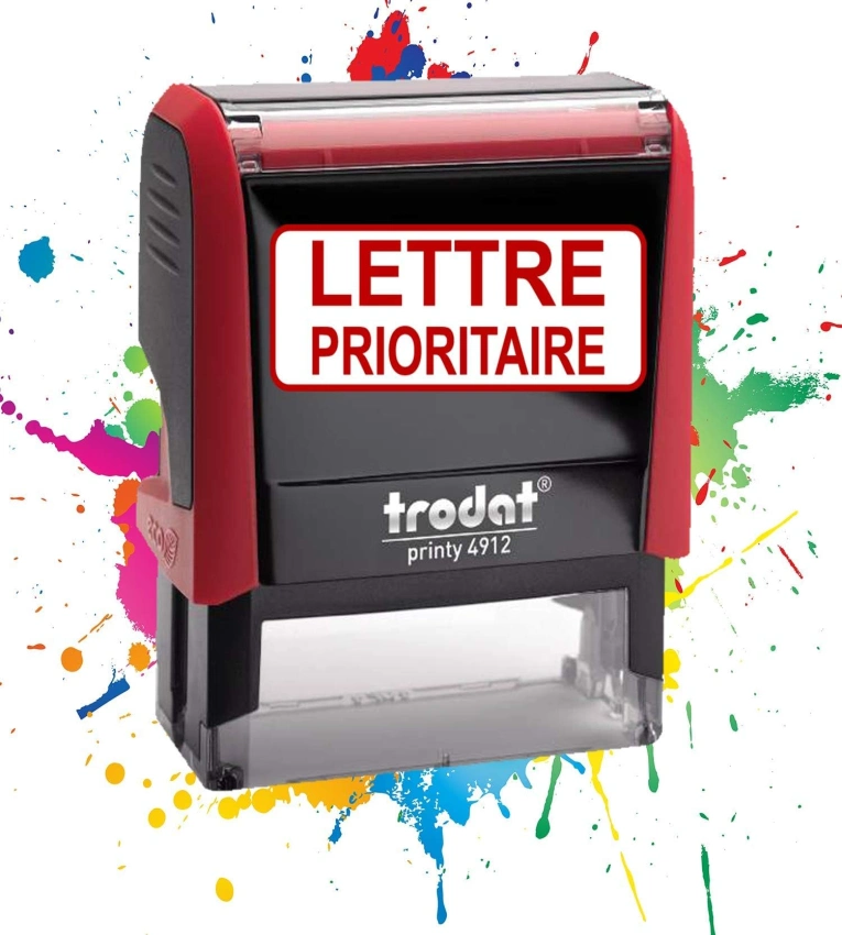 Tampon encreur Formule Commerciale LETTRE PRIORITAIRE ,Qualité Trodat, encre à séchage rapide, idéal pour factures et documents officiels