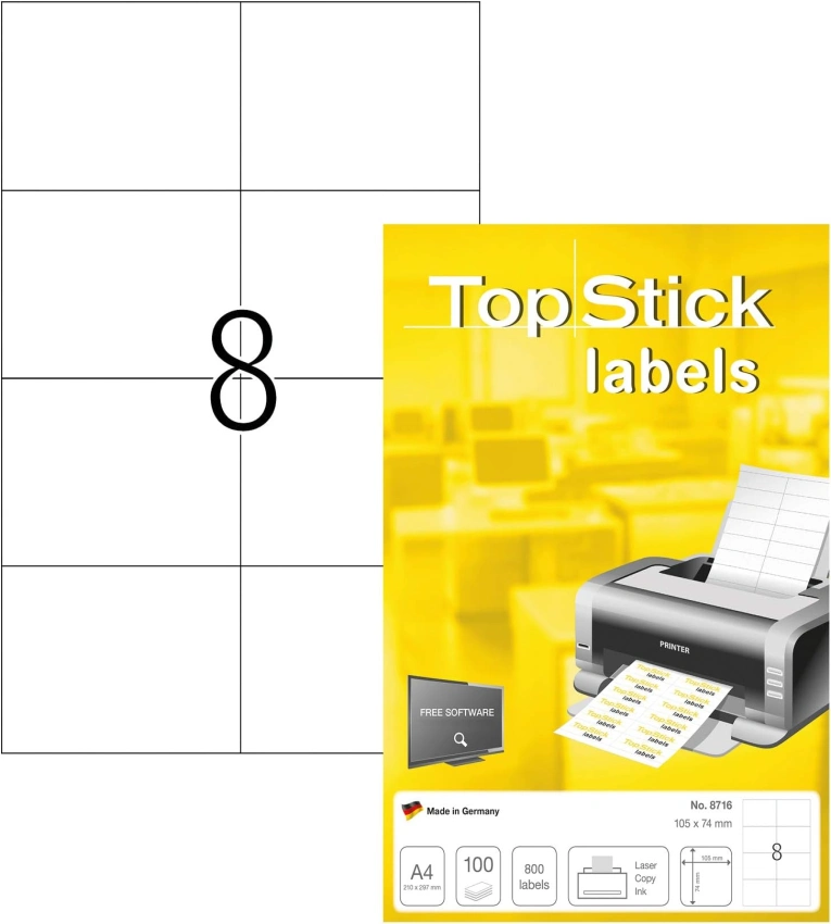 Étiquettes adhésives blanches - 105 x 148 mm : TOP STICK Lot de 800
