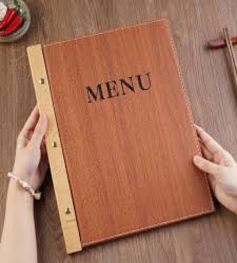 Porte-menu classique marron en similicuir 16 larges A4