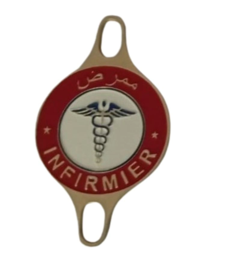 Macaron badge en cuivre pour infermière en métal et laiton premium imprimé sur cuivre solide résistant au soleil et aux rayures
