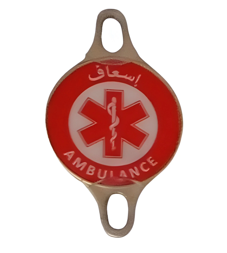Macaron badge en cuivre pour Ambulance en métal et laiton premium imprimé sur cuivre solide résistant au soleil et aux rayures