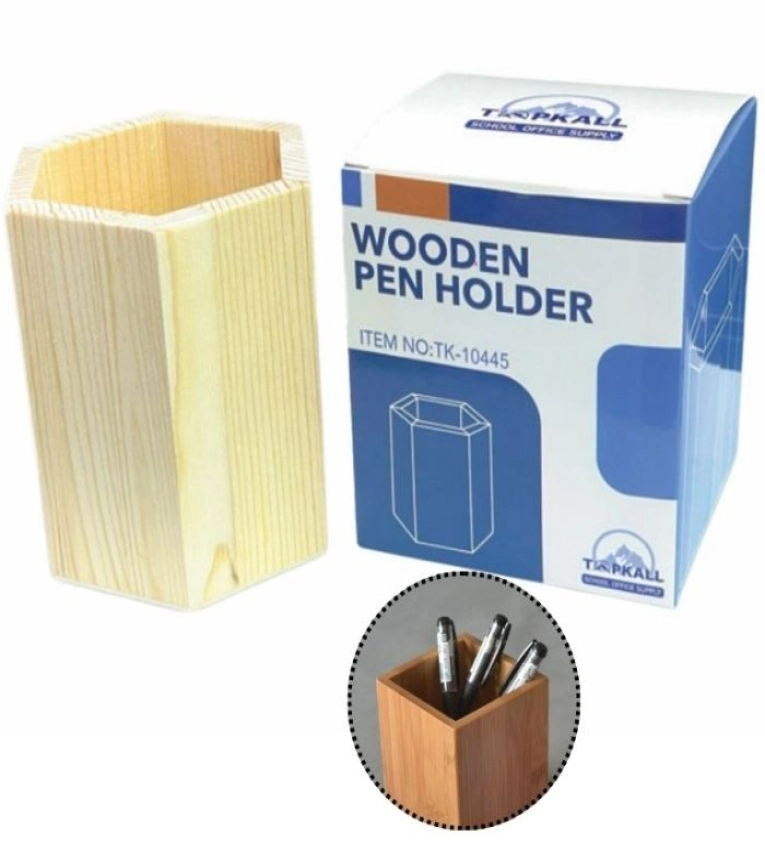 porte-stylo en bois naturel . Design élégant, écologique et parfait pour votre bureau