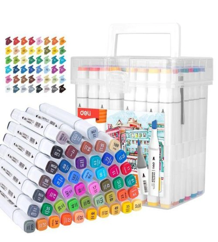 Le coffret de 60 marqueurs professionnels Deli  est conçu pour les artistes et les amateurs de dessin