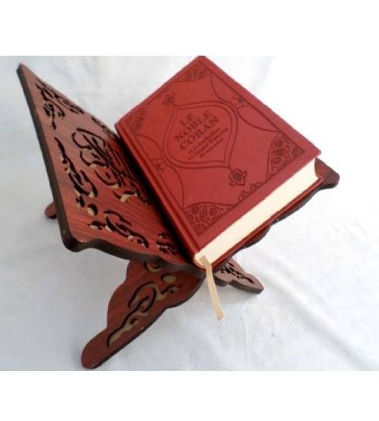 Porte coran en bois sculpté, Marron Grand Format (25x34)