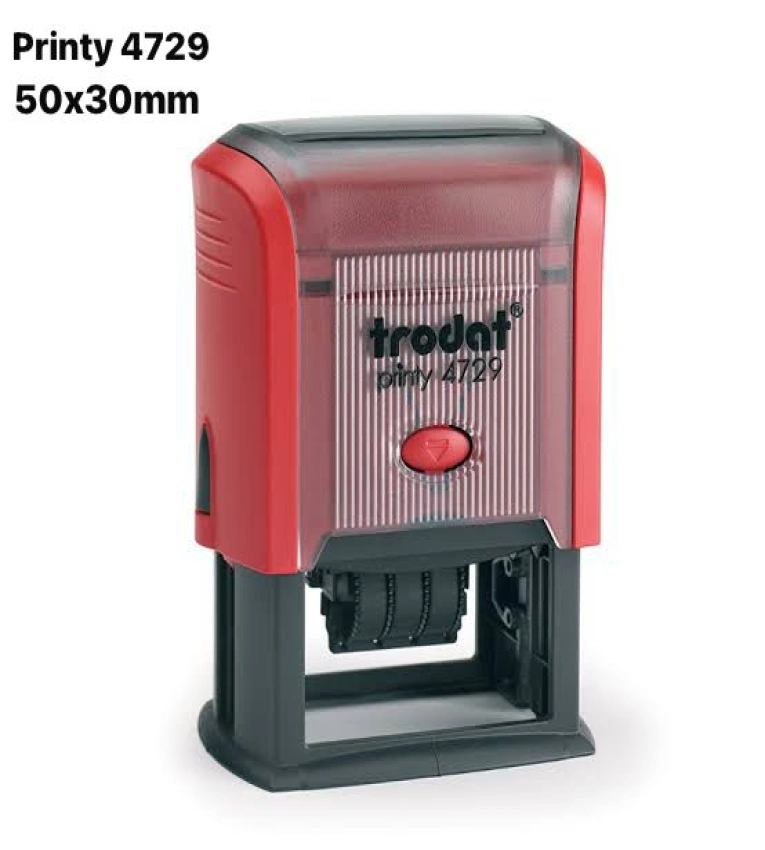 Tampon dateur auto-encreur Trodat Printy 4729 original au format 50×30 mm, idéal pour un usage professionnel quotidien.